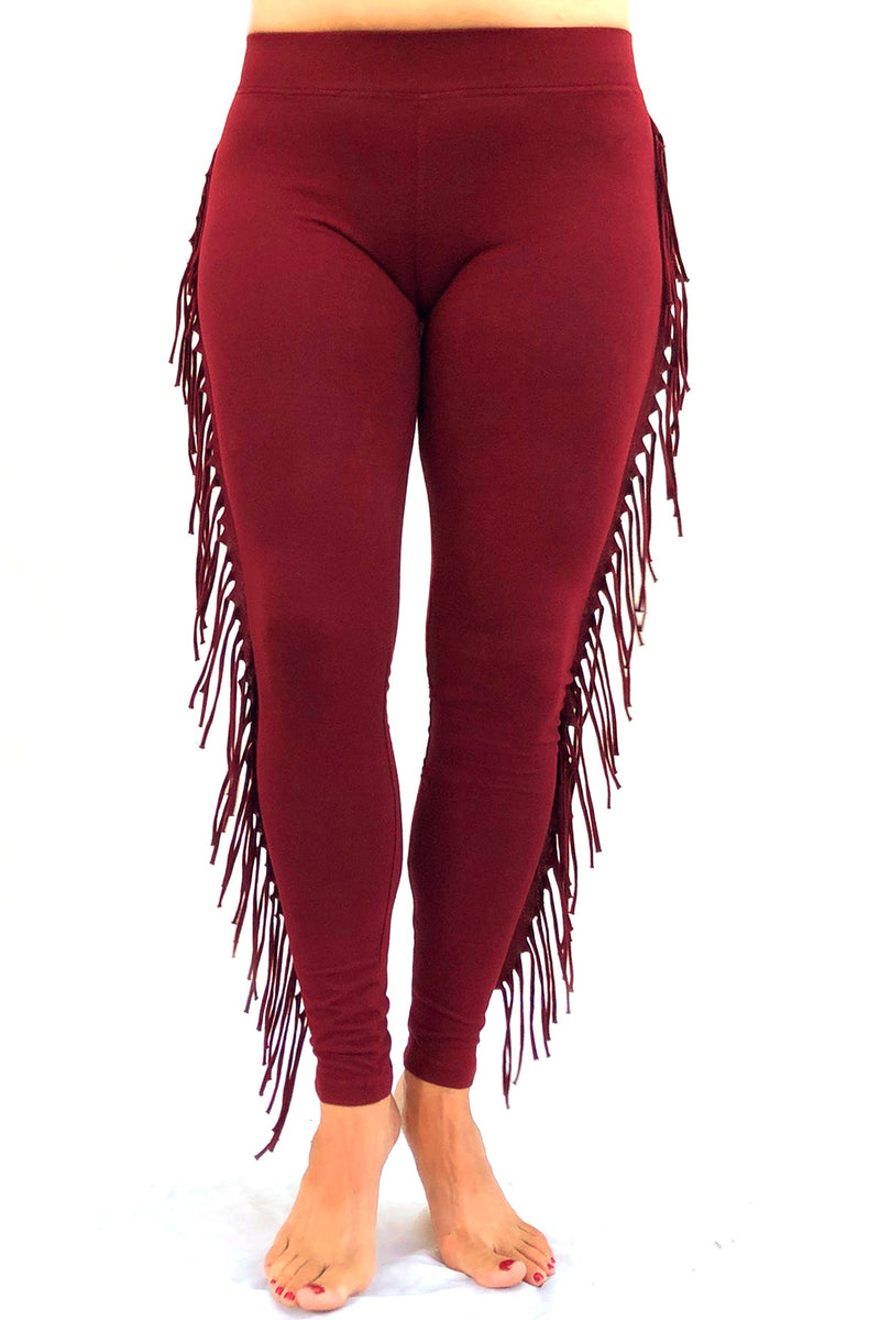 SWEET VIRTUES Women's -Felicity- Fringe Leggings with Tummy