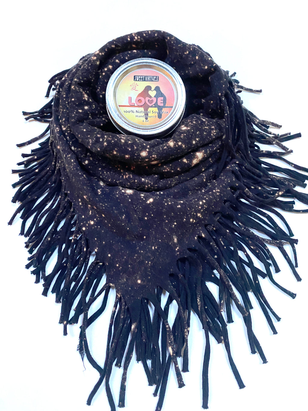 MORALITY BANDANA FRINGE SCARF / SOY CANDLE COMBO