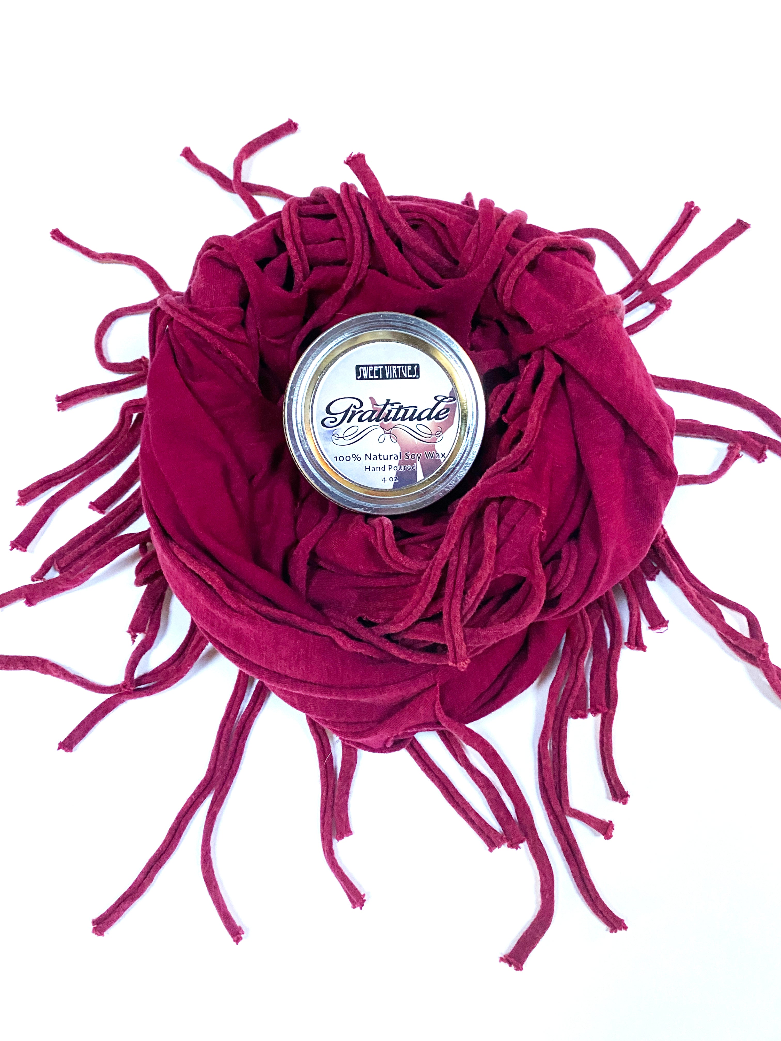 INTEGRITY FRINGE SCARF / SOY CANDLE COMBO