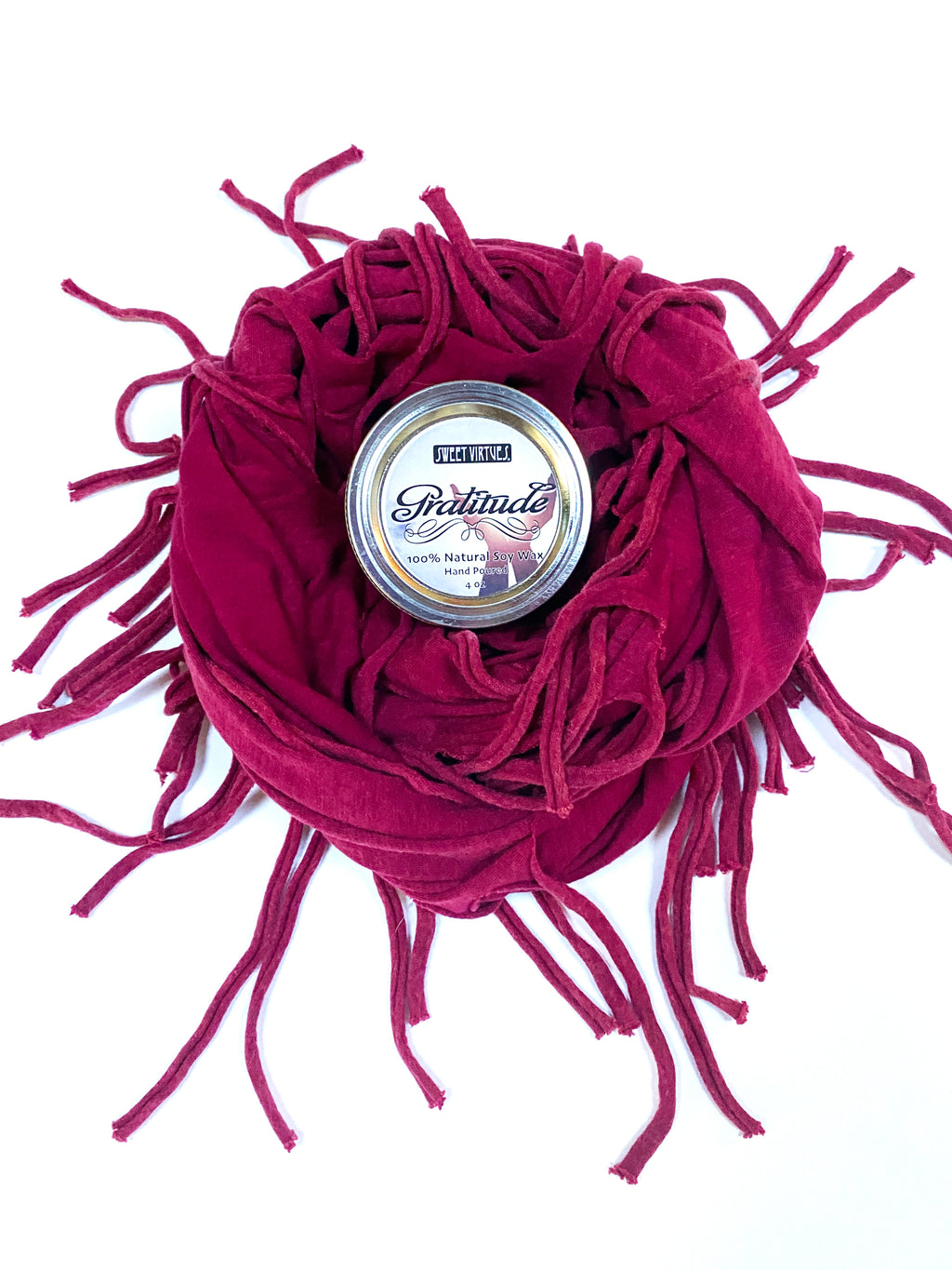 INTEGRITY FRINGE SCARF / SOY CANDLE COMBO