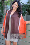 SWEET VIRTUES Women’s -Desire- Wrap Scarf in Orange & Brown Ombre