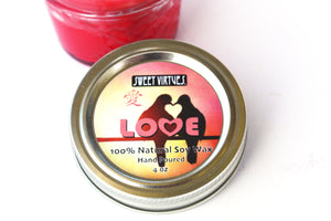 SWEET VIRTUES- Love- Hand Poured Soy Wax Candle