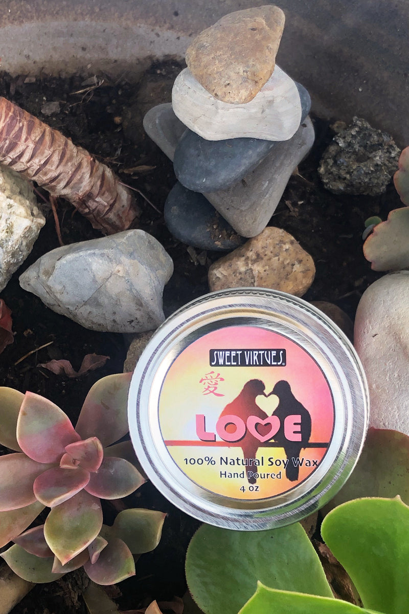 SWEET VIRTUES- Love- Hand Poured Soy Wax Candle