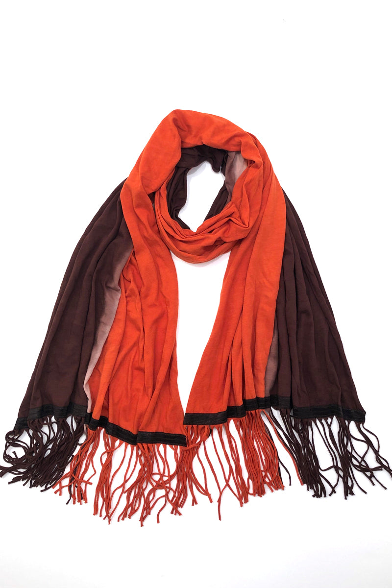 SWEET VIRTUES Women’s -Desire- Wrap Scarf in Orange & Brown Ombre