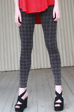 SWEET VIRTUES-Loyalty Hand Printed Houndstooth Cotton Spandex Legging
