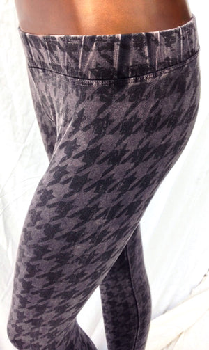 SWEET VIRTUES-Loyalty Hand Printed Houndstooth Cotton Spandex Legging