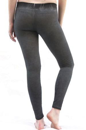 Sweet Virtues Women's Orderly Leggings - Tummy Control & Black Gray Ombre Hand-Dyed | Boho Chic Activewear