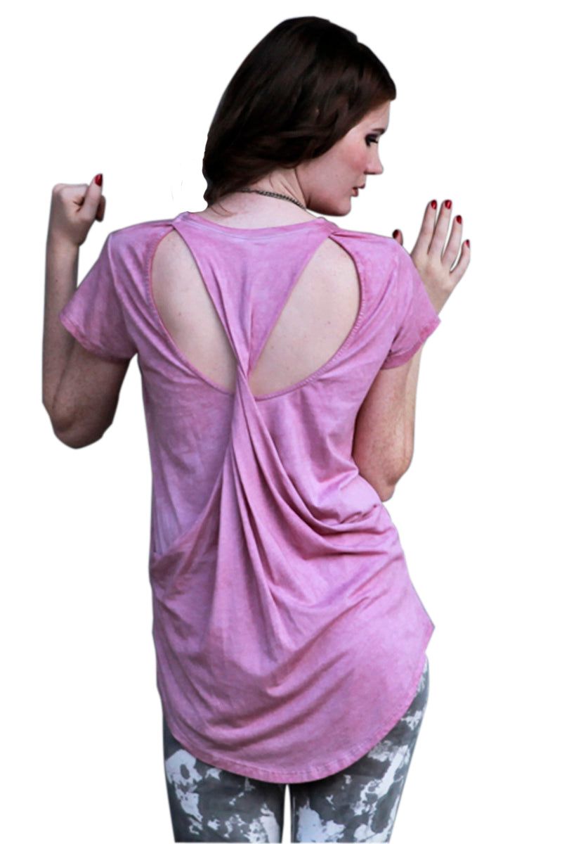 SWEET VIRTUES Women's -Elegance- Cut-Out Back Short-Sleeve Top