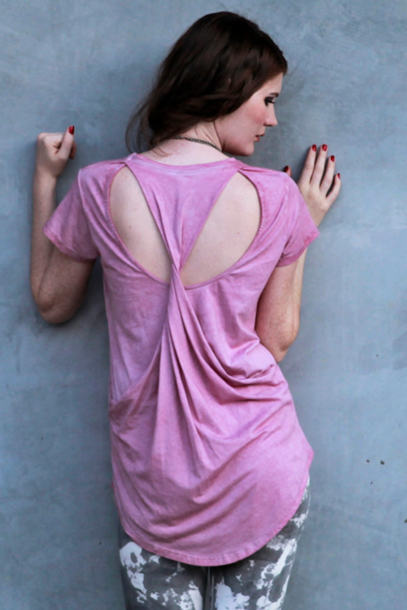 SWEET VIRTUES Women's -Elegance- Cut-Out Back Short-Sleeve Top