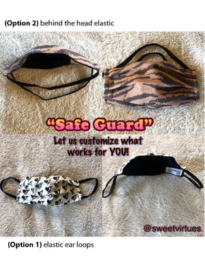 SWEET VIRTUES - Safe Guard - Cotton Reusable Masks With Filter Pocket +3 Filter Inserts
